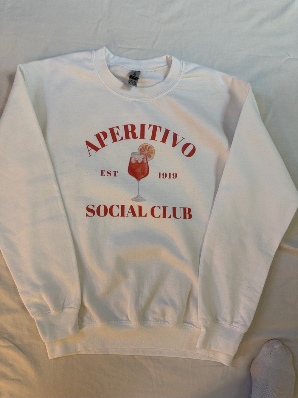 Aperitivo Social Club White Graphic Sweatshirt Size S